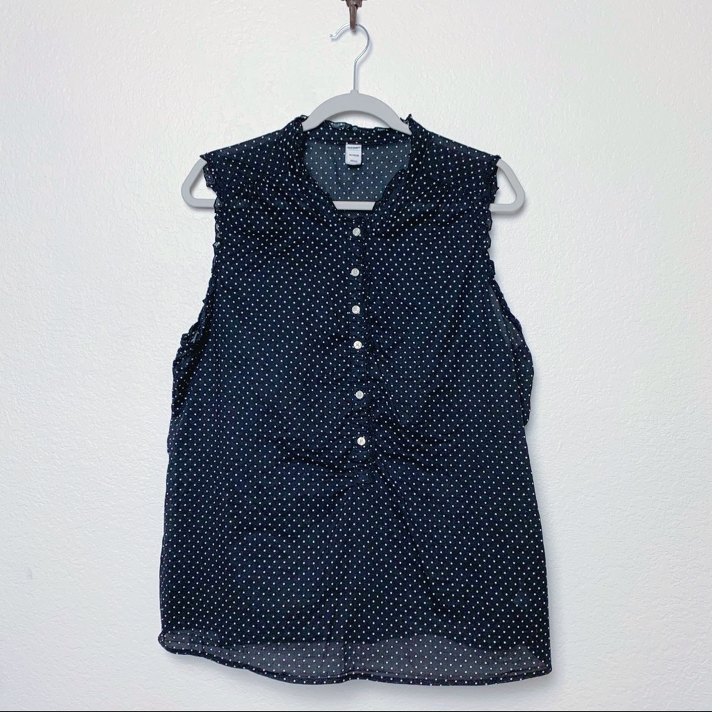 OLD NAVY Polka Dot Half Button Tank, XL